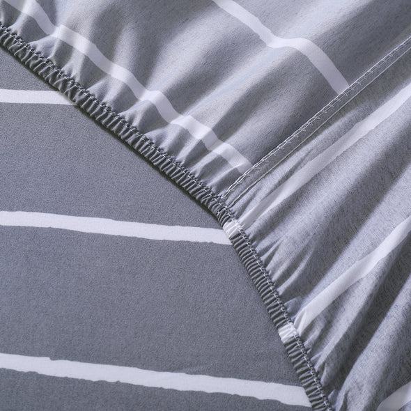 Soft Microfiber Bed Sheet, Well Design Print Pattern Sheets, 4-Pieces Set