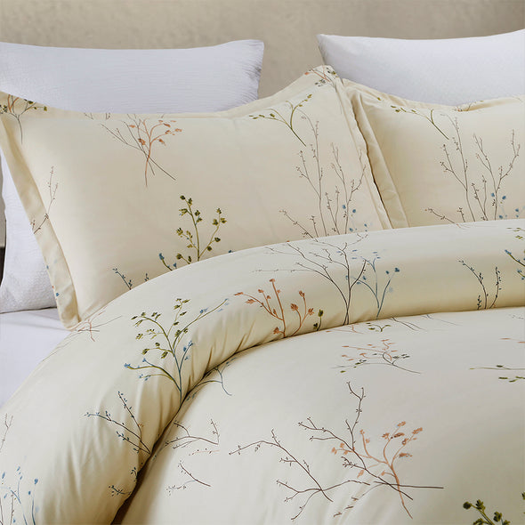 Microfiber Duvet Cover Set Print Pattern Design Beige Color BS220