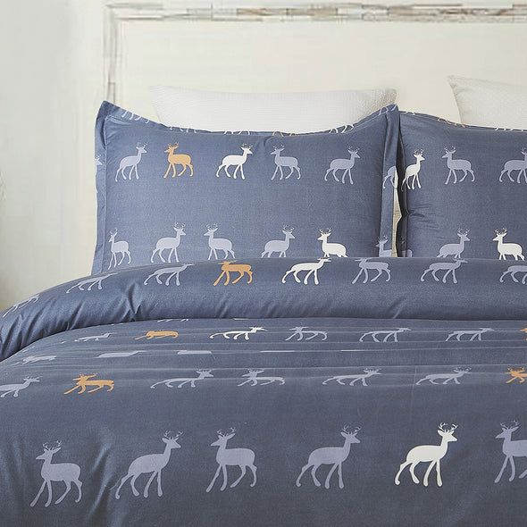 Microfiber Duvet Cover Sets Printed Pattern Design Grey Color BS311