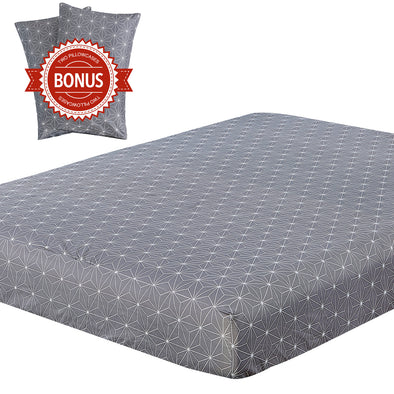 Vaulia Lightweight Microfiber Fitted Sheet Dark Grey/White