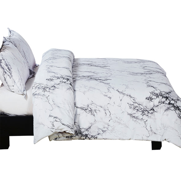 Lightweight Microfiber Duvet Cover Set White Marble BS328