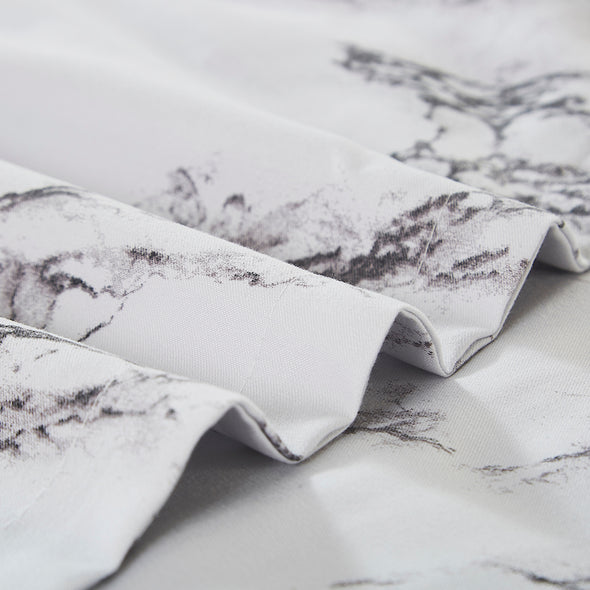 Lightweight Microfiber Duvet Cover Set White Marble BS328