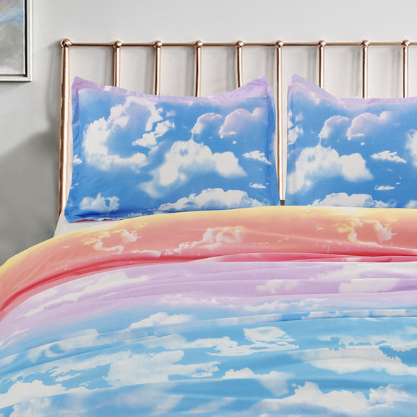 Print Colorful Clouds Pattern Microfiber Duvet Cover Set BS108