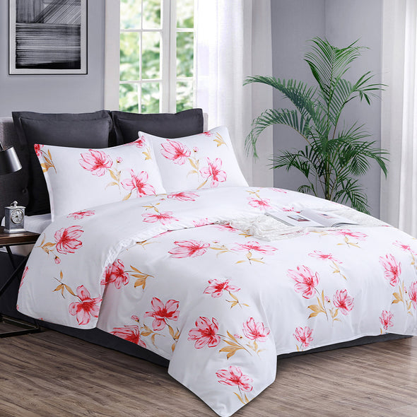 Colorful Floral Print Pattern Microfiber Duvet Cover Set BS301