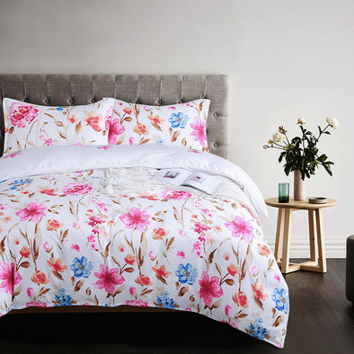 Colorful Floral Print Pattern Microfiber Duvet Cover Set BS3103