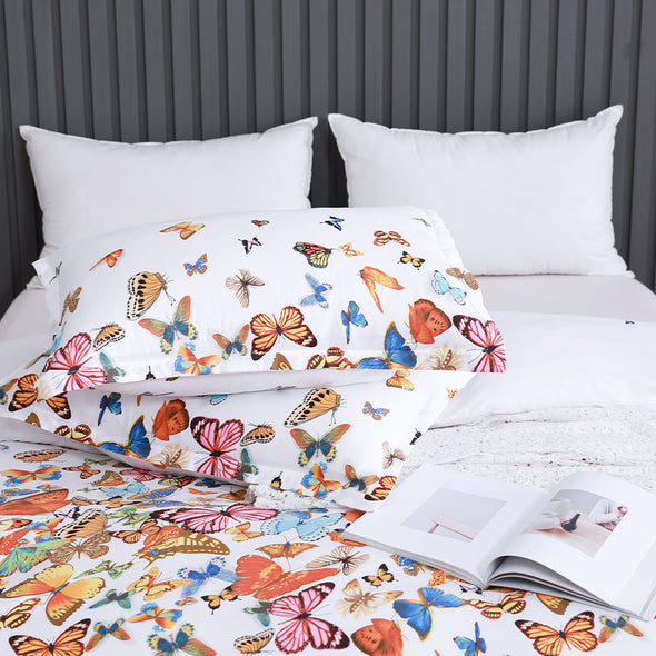 Butterfly Print Pattern Microfiber Duvet Cover Set BS3104