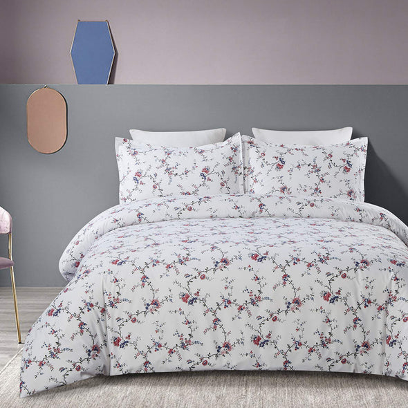 Vaulia Soft Microfiber Duvet Cover Set, Flower and Branches BS270