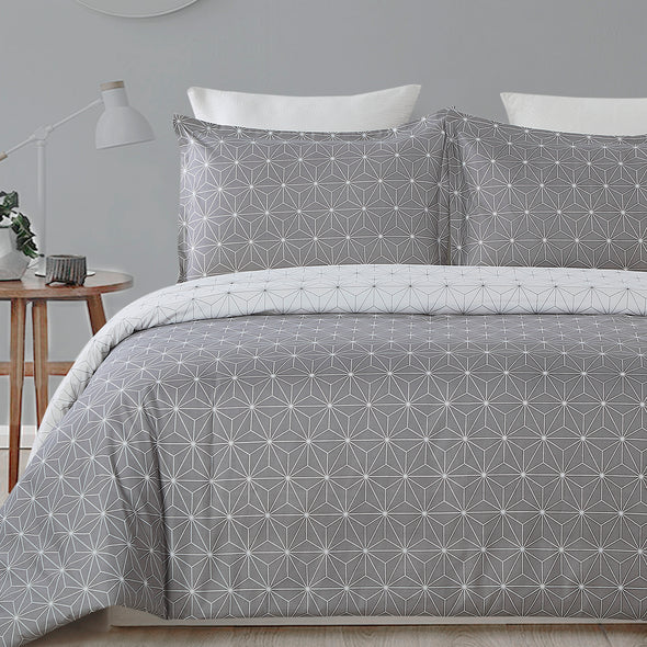 Abstract Geometry Pattern Design Duvet Cover Set BS219 Grey
