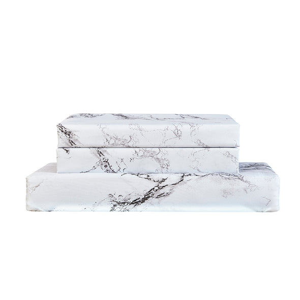 Lightweight Microfiber Duvet Cover Set White Marble BS328
