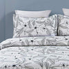 Microfiber Duvet Cover Set,Elegant Flower Pattern - White Color
