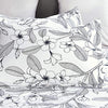 Microfiber Duvet Cover Set,Elegant Flower Pattern - White Color