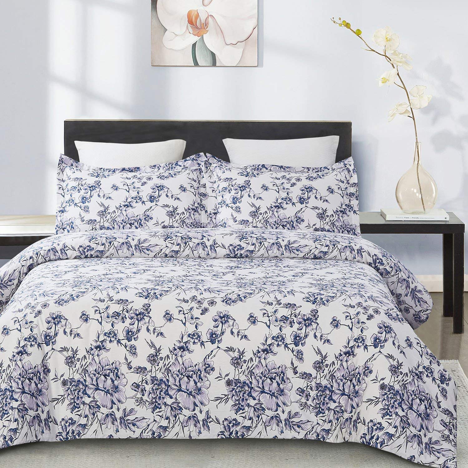 100-Percent Cotton Duvet Cover Sets Blue Flower CBS235 – Vaulia