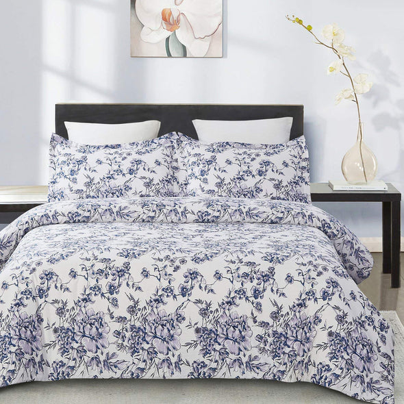 vauli 100-Percent Cotton Duvet Cover Sets Blue Flower CBS235