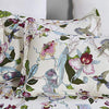 100% Cotton Duvet Cover Set, Vintage Flowers Birds Printed Pattern