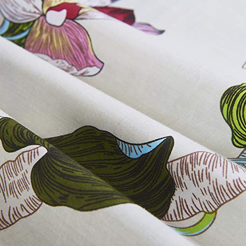 100% Cotton Duvet Cover Set, Vintage Flowers Birds Printed Pattern