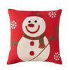 Vaulia Decorate Square Throw Pillow Cover, Snowman Embroidery Pattern 100% Cotton, Red/White (18x18 in.)