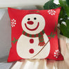 Vaulia Decorate Square Throw Pillow Cover, Snowman Embroidery Pattern 100% Cotton, Red/White (18x18 in.)