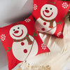 Vaulia Decorate Square Throw Pillow Cover, Snowman Embroidery Pattern 100% Cotton, Red/White (18x18 in.)
