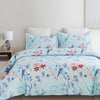 vaulia Microfiber Duvet Cover Set Blue with Birds Pattern BS320