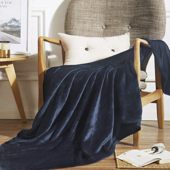 vaulia Microfiber Fleece Throws Blanket Navy Color TB02N