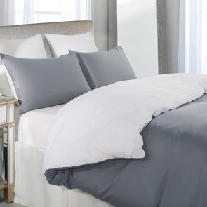 vaulia Microfiber Duvet Cover Set Grey and White BS110